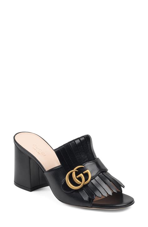 gucci marmont slide heeled sandals|gucci marmont thong sandals sale.